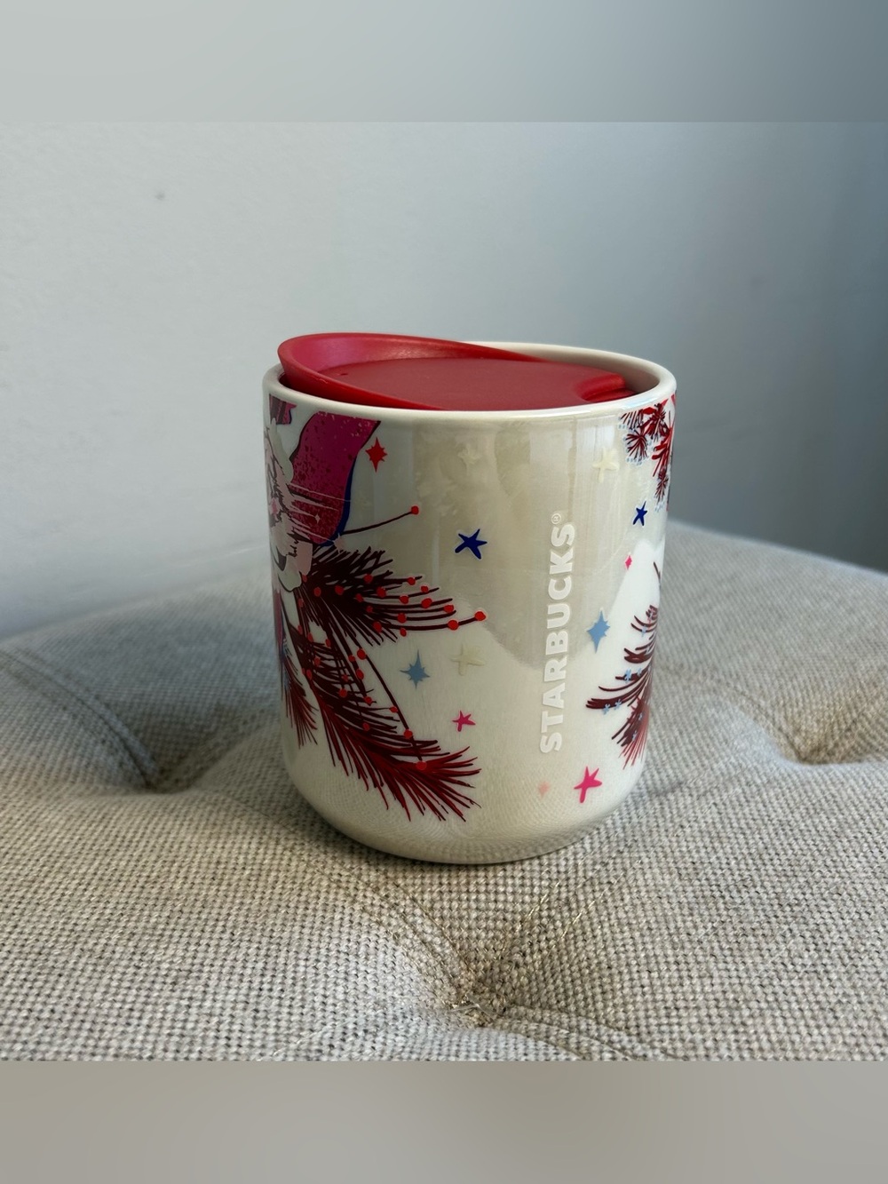 Starbucks Holiday 2023 Ceramic Double Walled Roses & Pincones 8oz Tumbler Mug